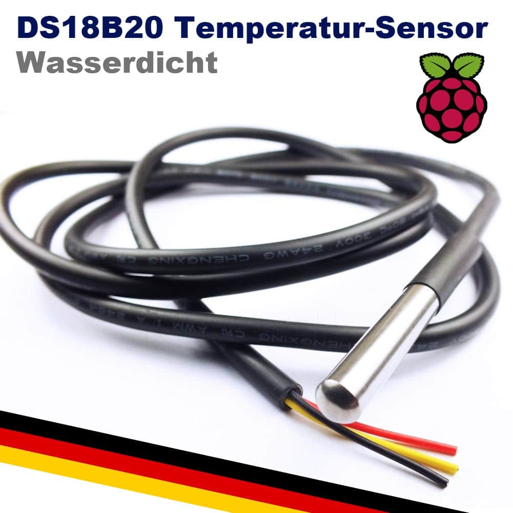 5x DS18B20 Wasserdicht Temperatursensor 1m Kabel Sensor Fühler 1-Wire Digital Th 