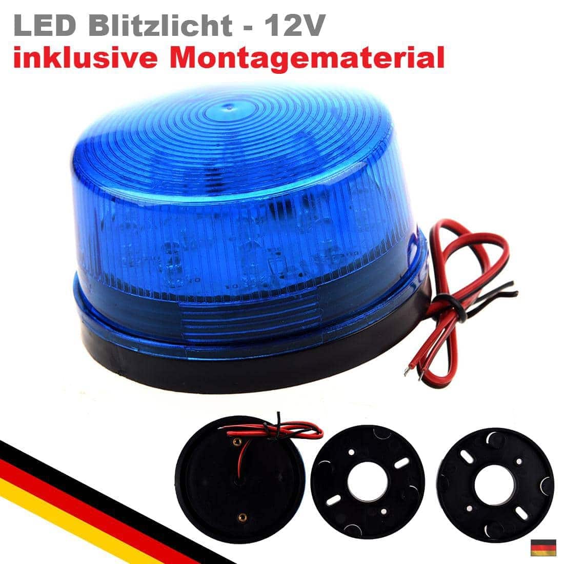12V LED Alarmanlage <110db/1m sehr laut Alarmsirene mit Blitzer Blau Marke 