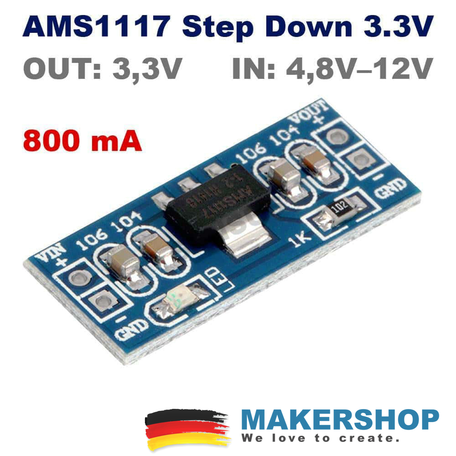 Step-Down AMS1117 5.5V zu 3.3V DC-DC –