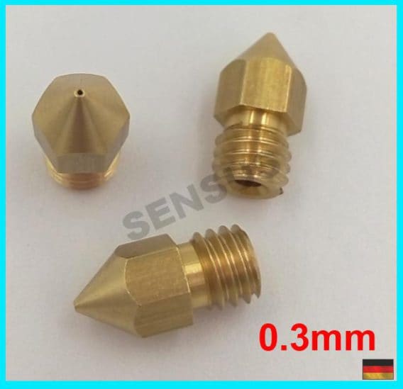 Tenlacum 10 Stück MK8 Extruder Düsen Für 3D-Drucker – 5 Größen (0,2–1,0 Mm), Messing
