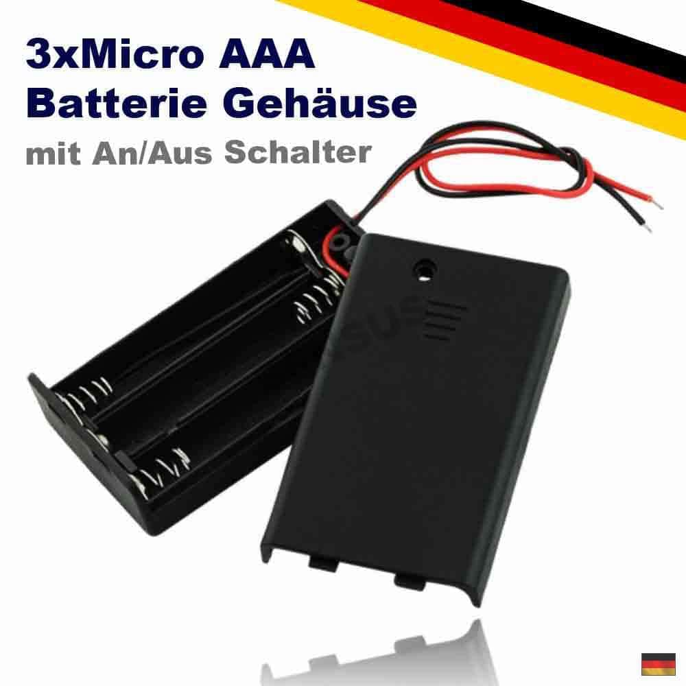 Batterie Halter Gehäuse für 2 x Micro AAA mit Deckel & Kabel