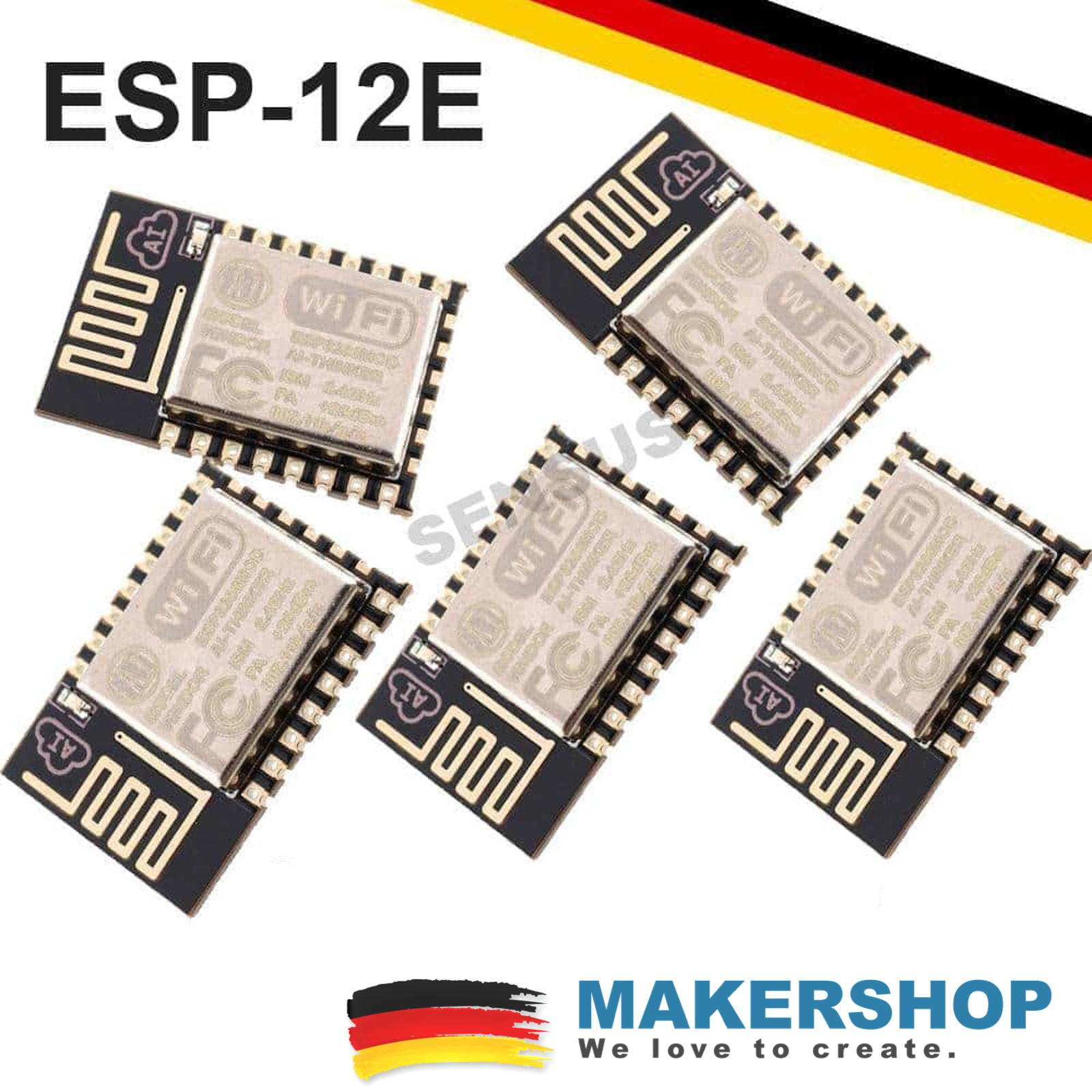 Espressif 5 x ESP8266 ESP-12E Wireless WiFi Modul ESP12 ESP 12F 12 Raspberry Pi Arduino, product image from Makershop