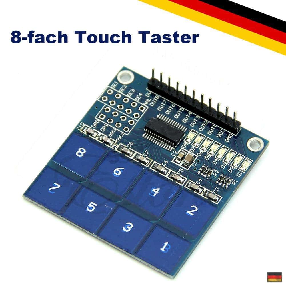 Details about   Kapazitiv Sensor Modul Touchsensormodul TTP226 8 Tasten für Arduino Raspberry pi 