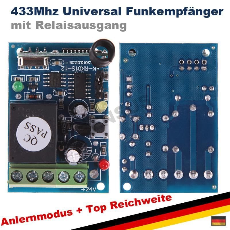 433 Mhz Universal Funk Empfänger Modul Set 12V Relais Garage Tor