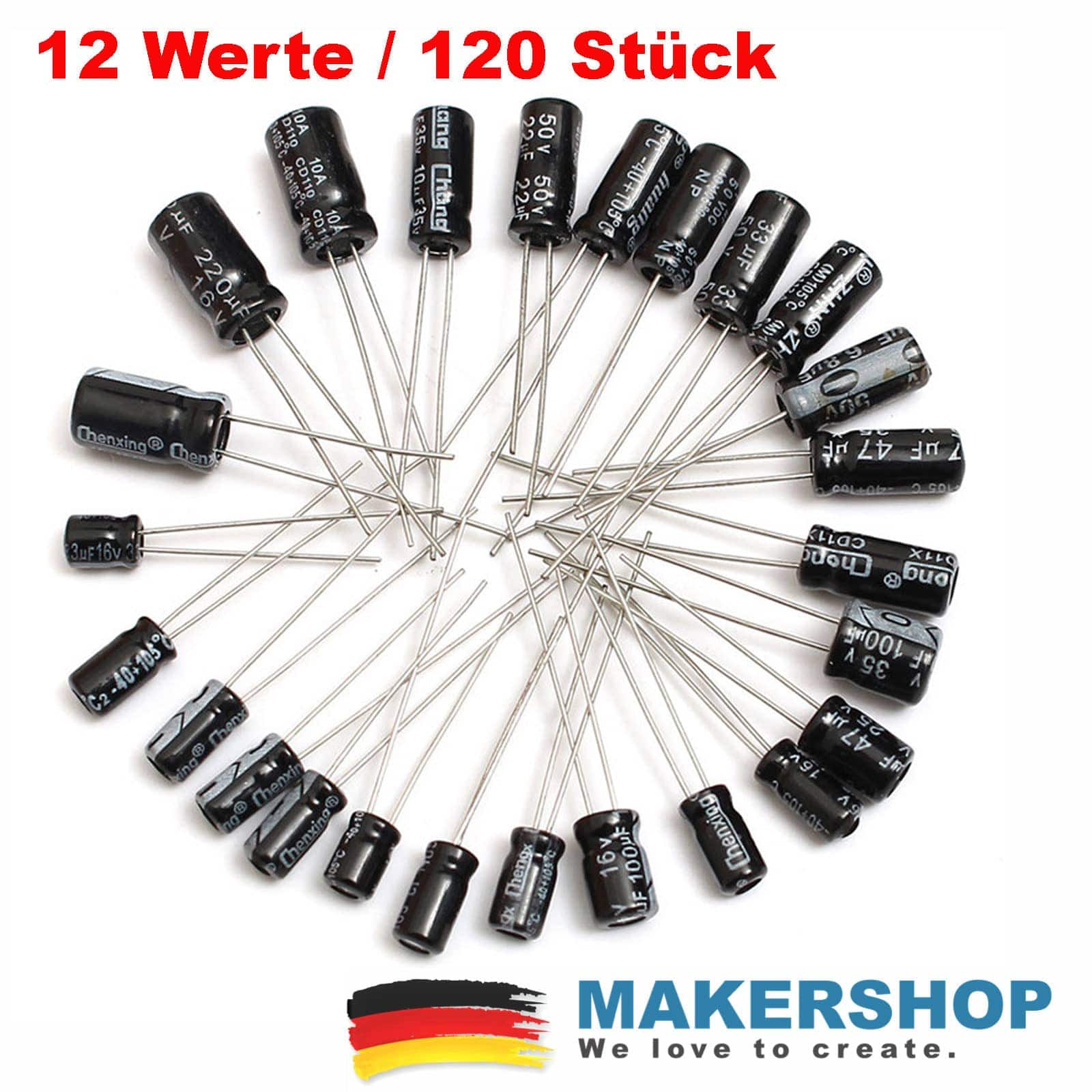 120x Elektrolyt Kondensatoren Elkos Sortiment Kit Set Arduino