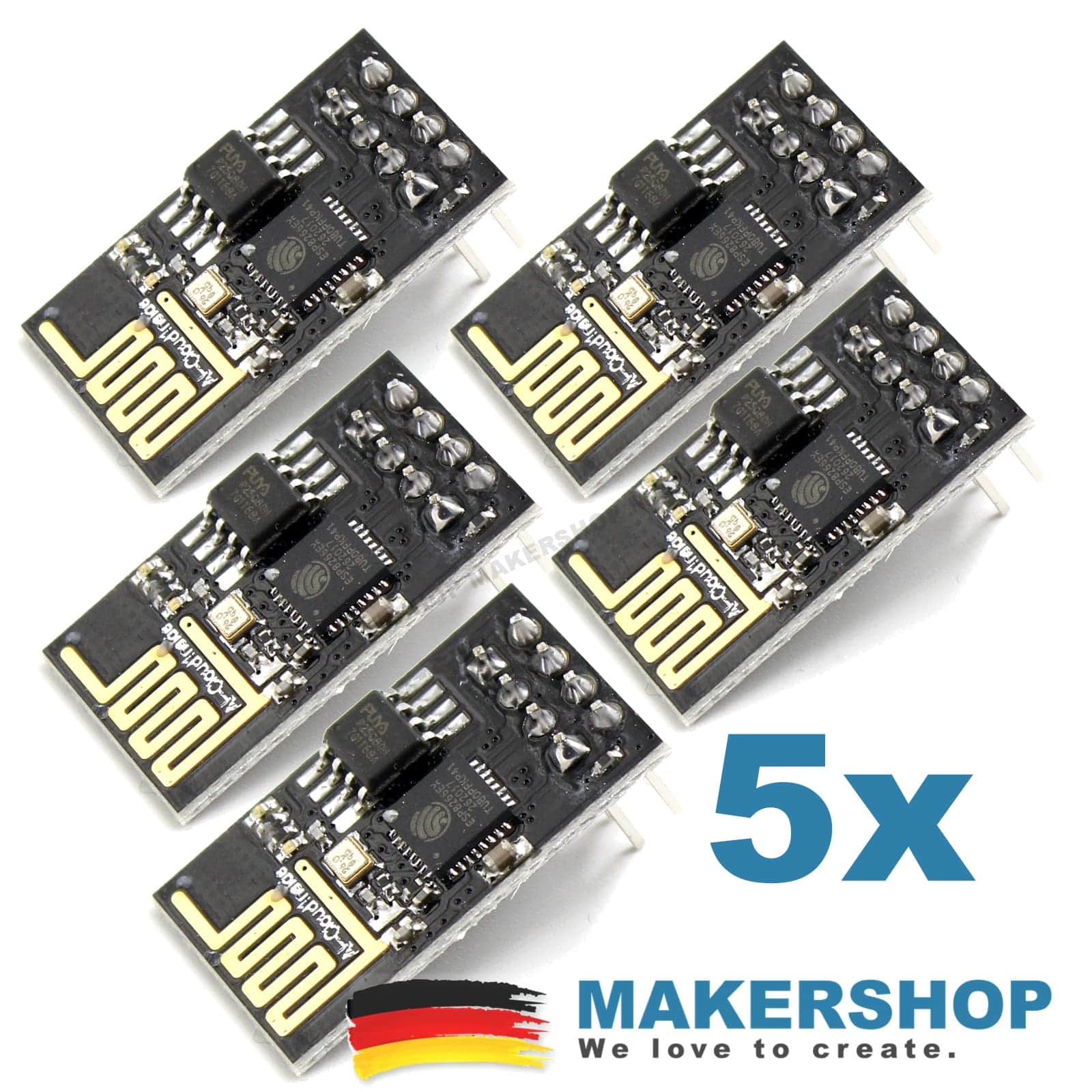 Espressif 5x ESP01 ESP8266 Modul ESP-01 Seriell Wireless Transciever WLAN WiFI Arduino, product image from Makershop
