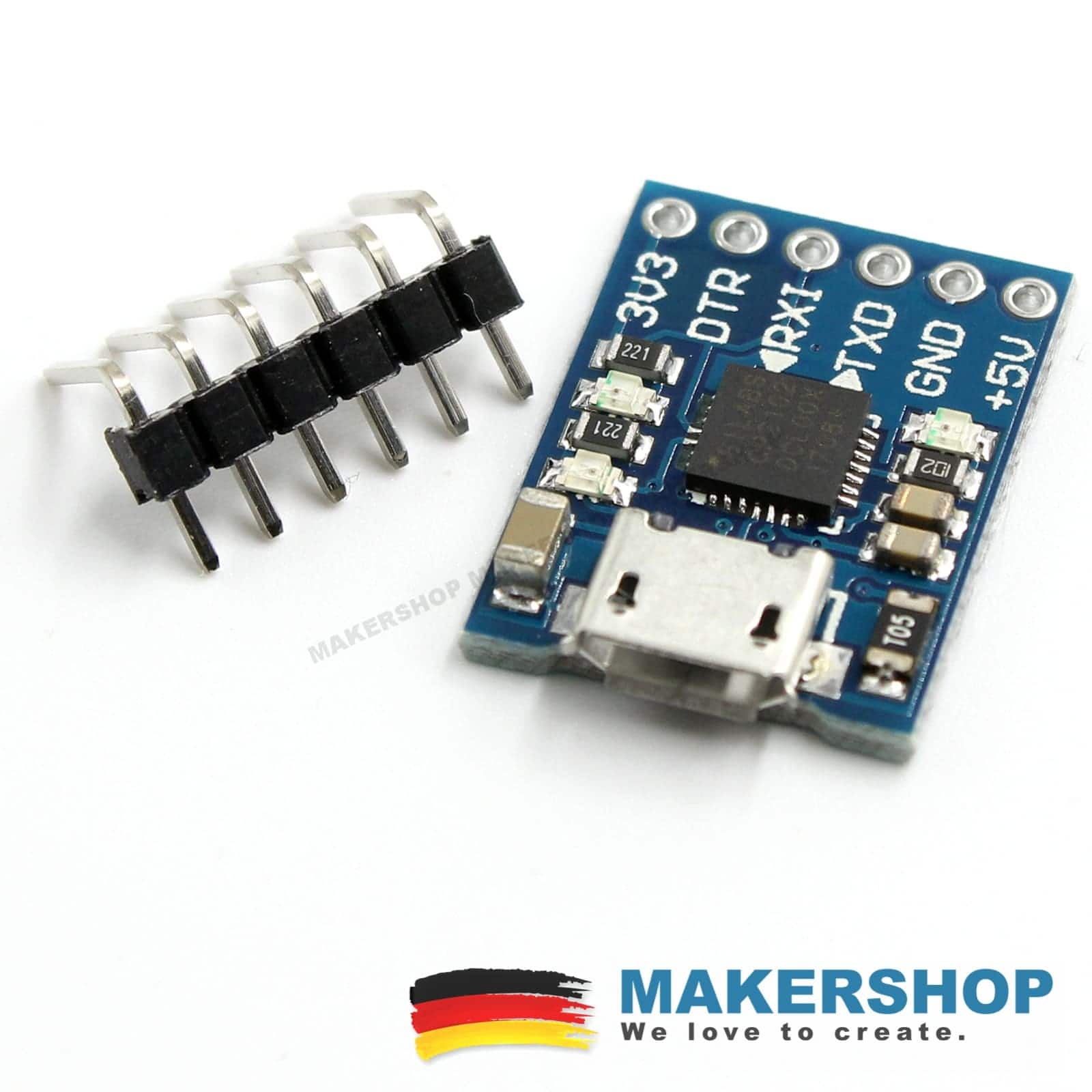 Micro-USB zu UART TTL – CP2102 Seriell Adapter Modul Arduino 5V 3.3V, product image from Makershop