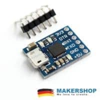 Rückseite des kompakten CP2102 USB-TTL-Adaptermoduls