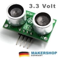 RCW-0001 mit beschrifteten VCC-, Trig-, Echo- und GND-Pins