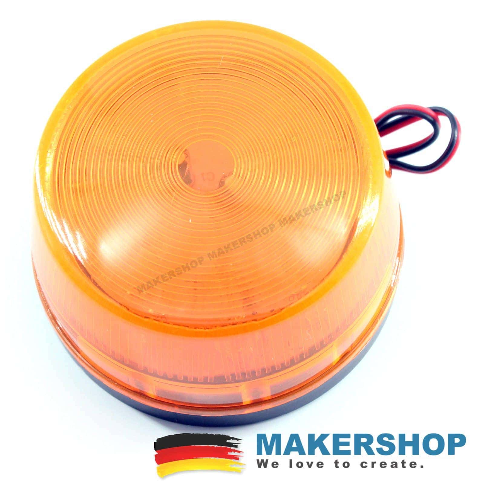 Blitzlicht LED orange 9/30vV Spiralkabel mit Zigarettenanschluss