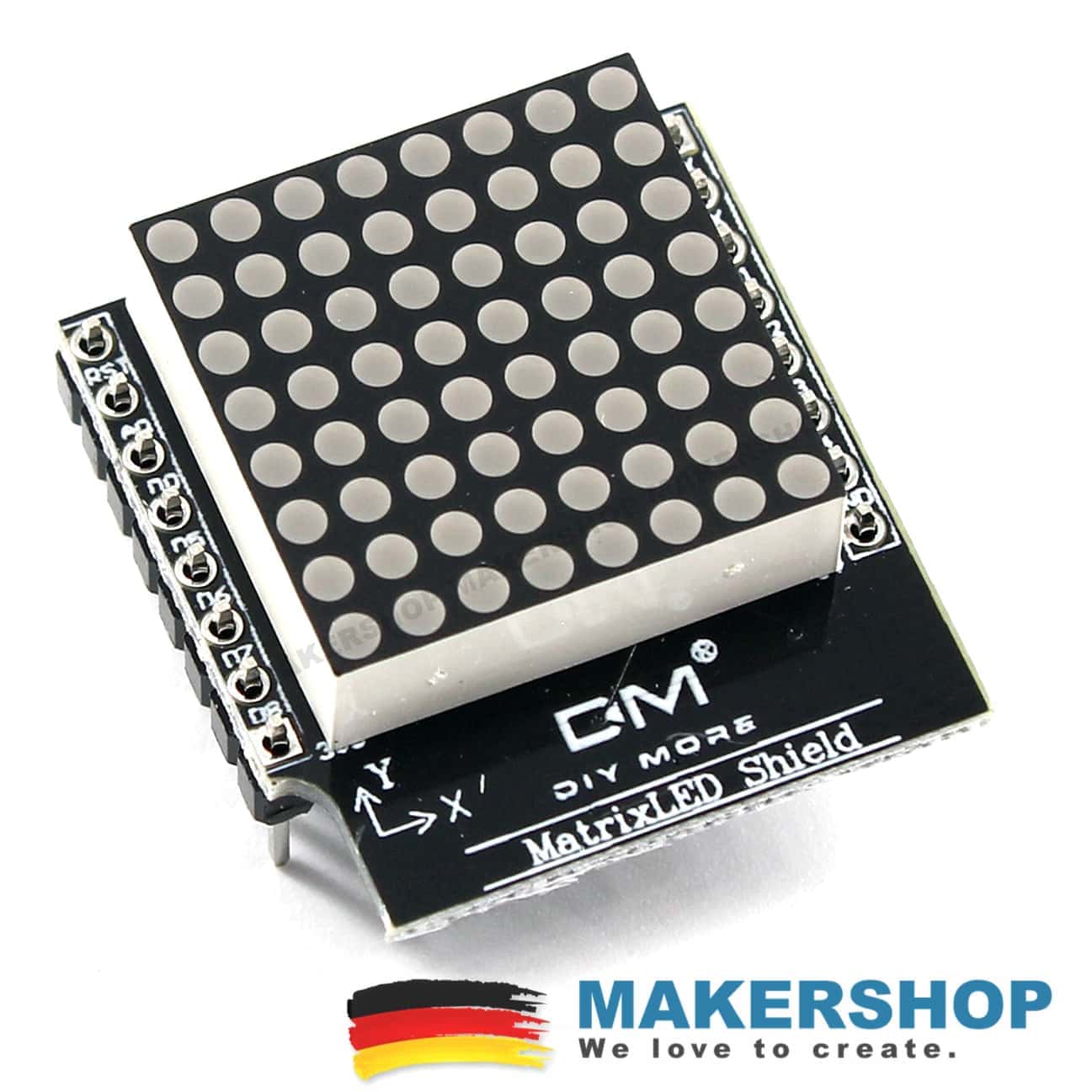 8×8 Matrix LED Shield für Wemos D1 mini ESP8266 NodeMCU Arduino, product image from Makershop