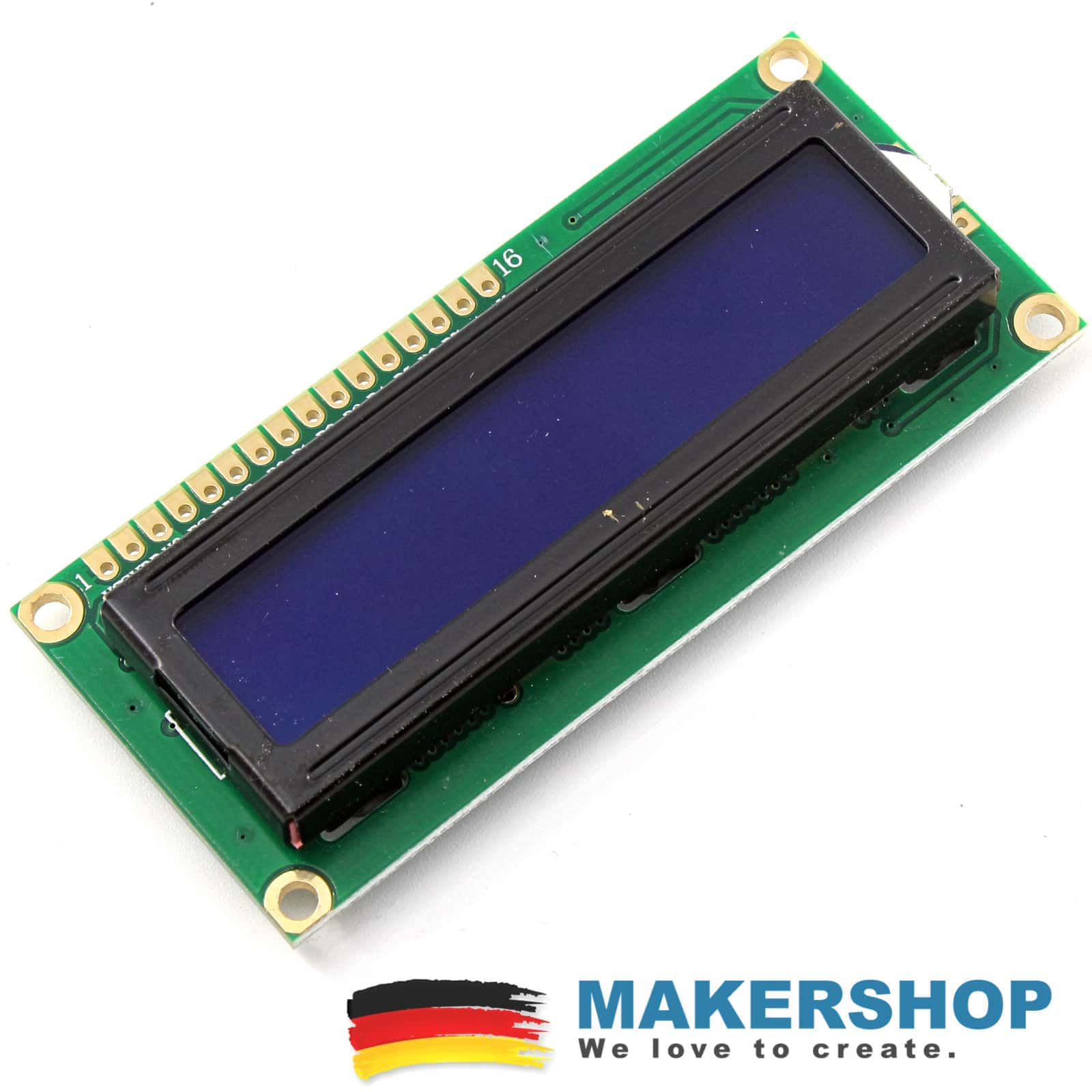 LCD 1602 Blau Display HD44780 I2C Anzeige Bildschirm 16×2 Arduino Raspberry Pi, product image from Makershop