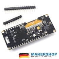 NodeMCU-kompatibles WLAN-Board mit CP2102 und OLED-Display in Draufsicht