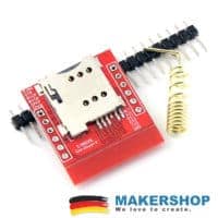 SIM800L Modul mit SIM-Kartenhalter und Antennenbuchse