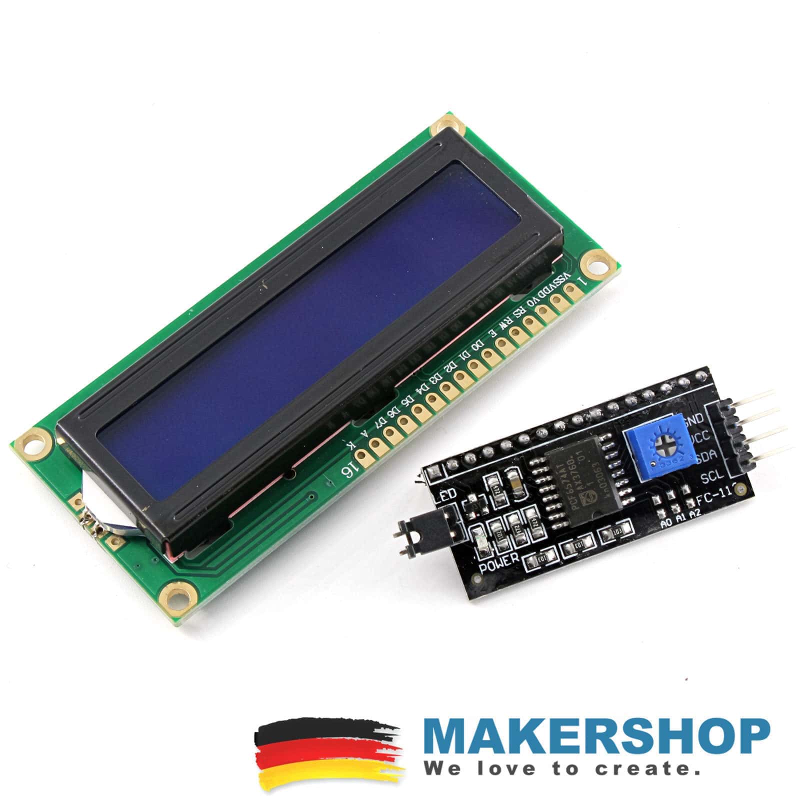 LCD 1602 blau mit I2C Interface