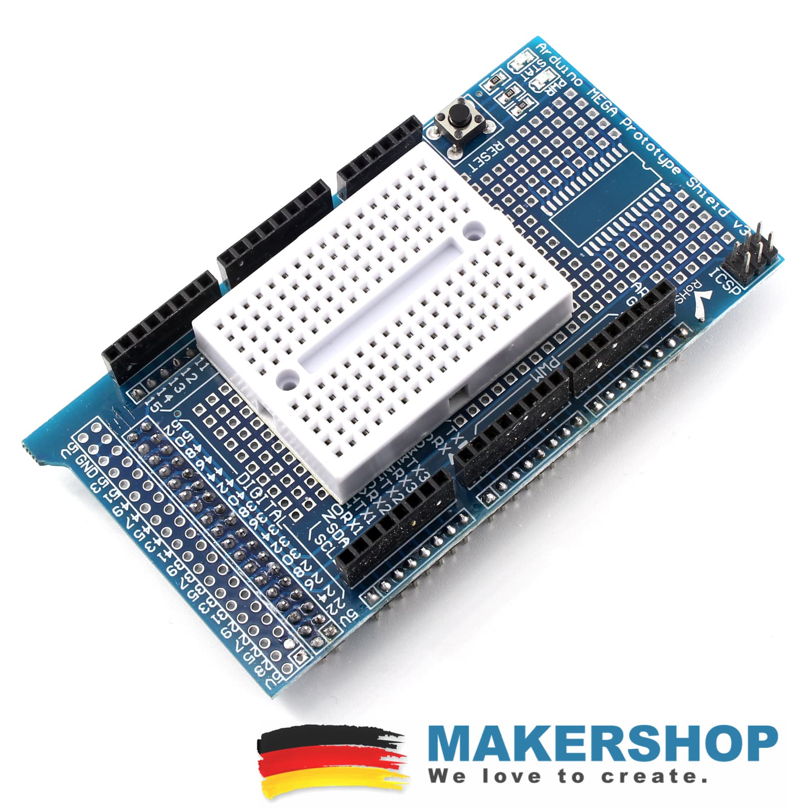 Arduino Mega Prototype Shield Protoshield + Breadboard Erweiterung 2560 R3, product image from Makershop