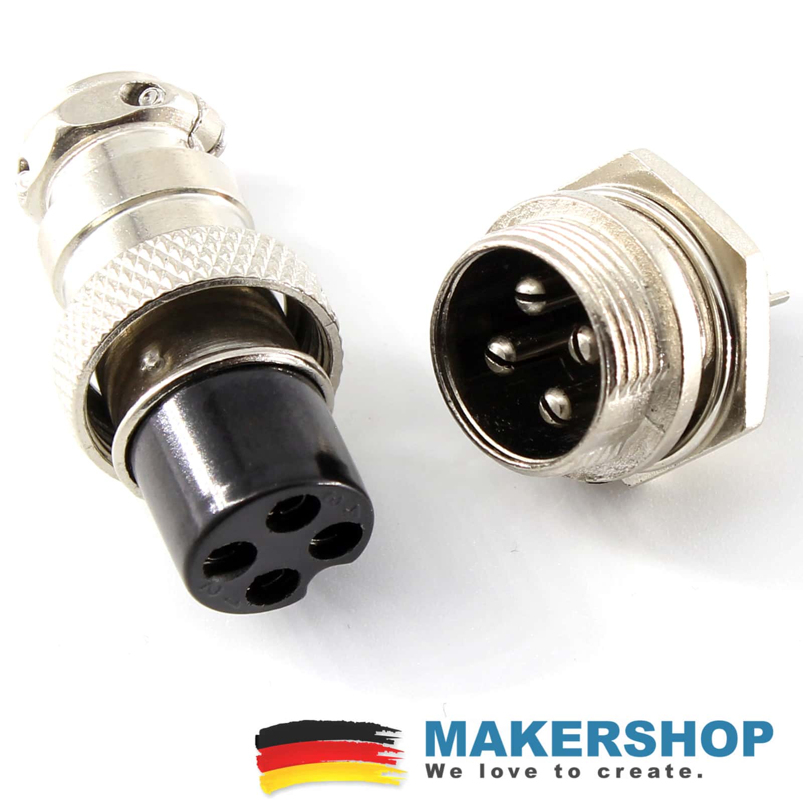 GX16 4-Pin 16mm Stecker Buchse Steckverbinder Anschlusstecker Female Male Sensor, product image from Makershop