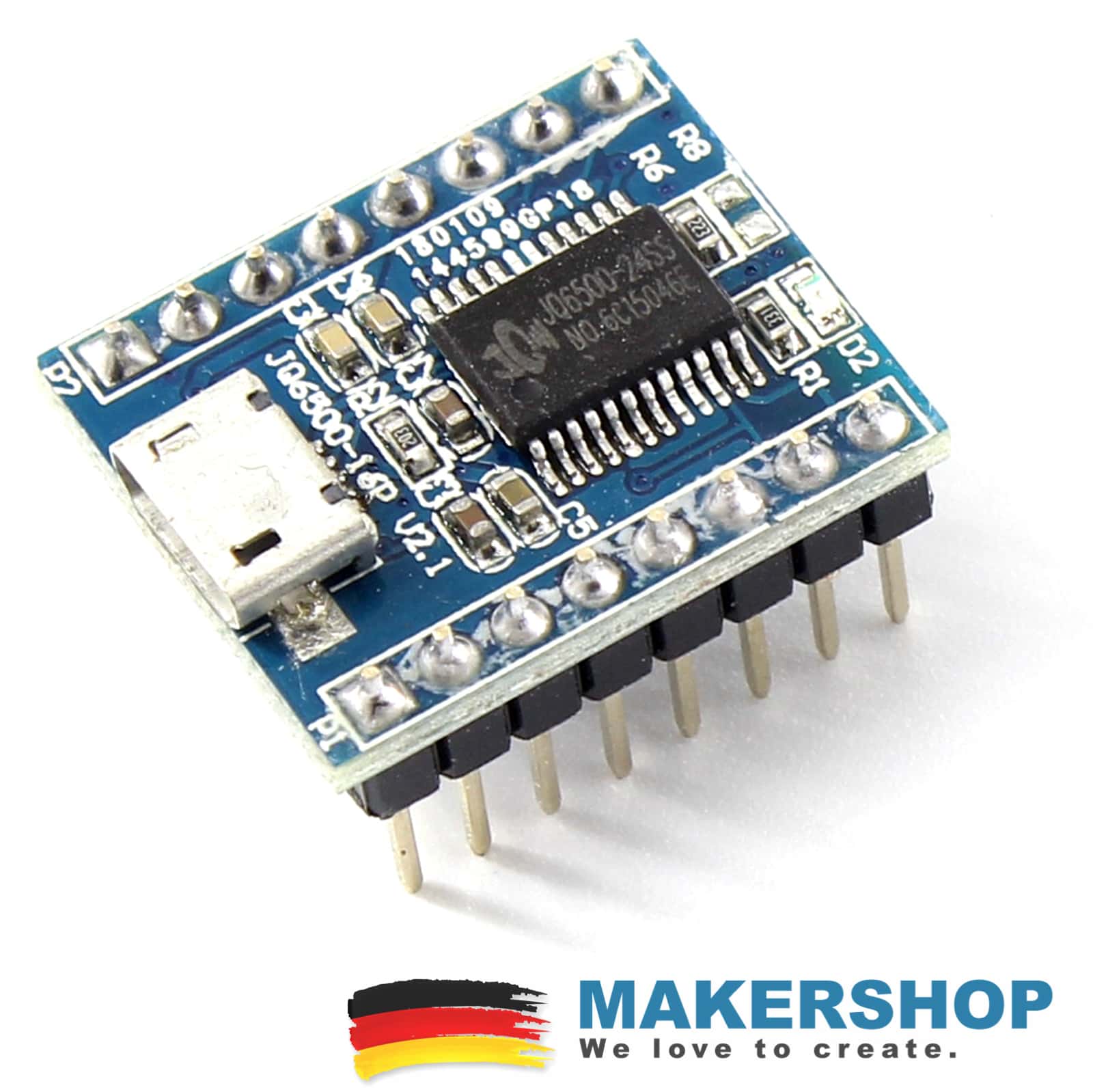 JQ6500 Voice Sound USB 16 MBit Modul MP3 Arduino Raspberry Pi, product image from Makershop