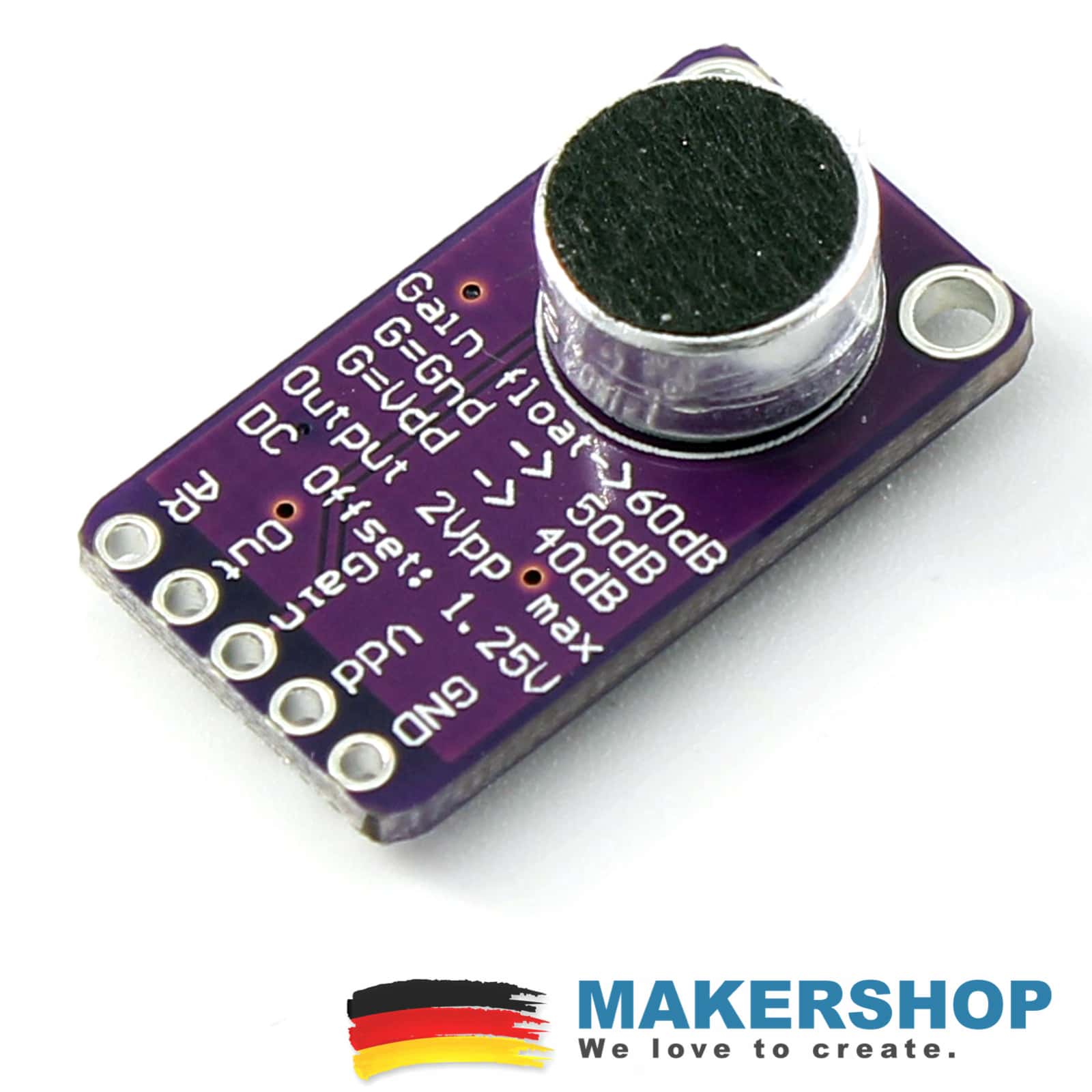 MAX9814 Sound Sensor Geräuschsensor Mikrofon Microphone Module Arduino Raspberry Pi, product image from Makershop