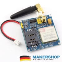 SIM900A GSM-GPRS-Modul mit Anschlusskabel und externer Antenne