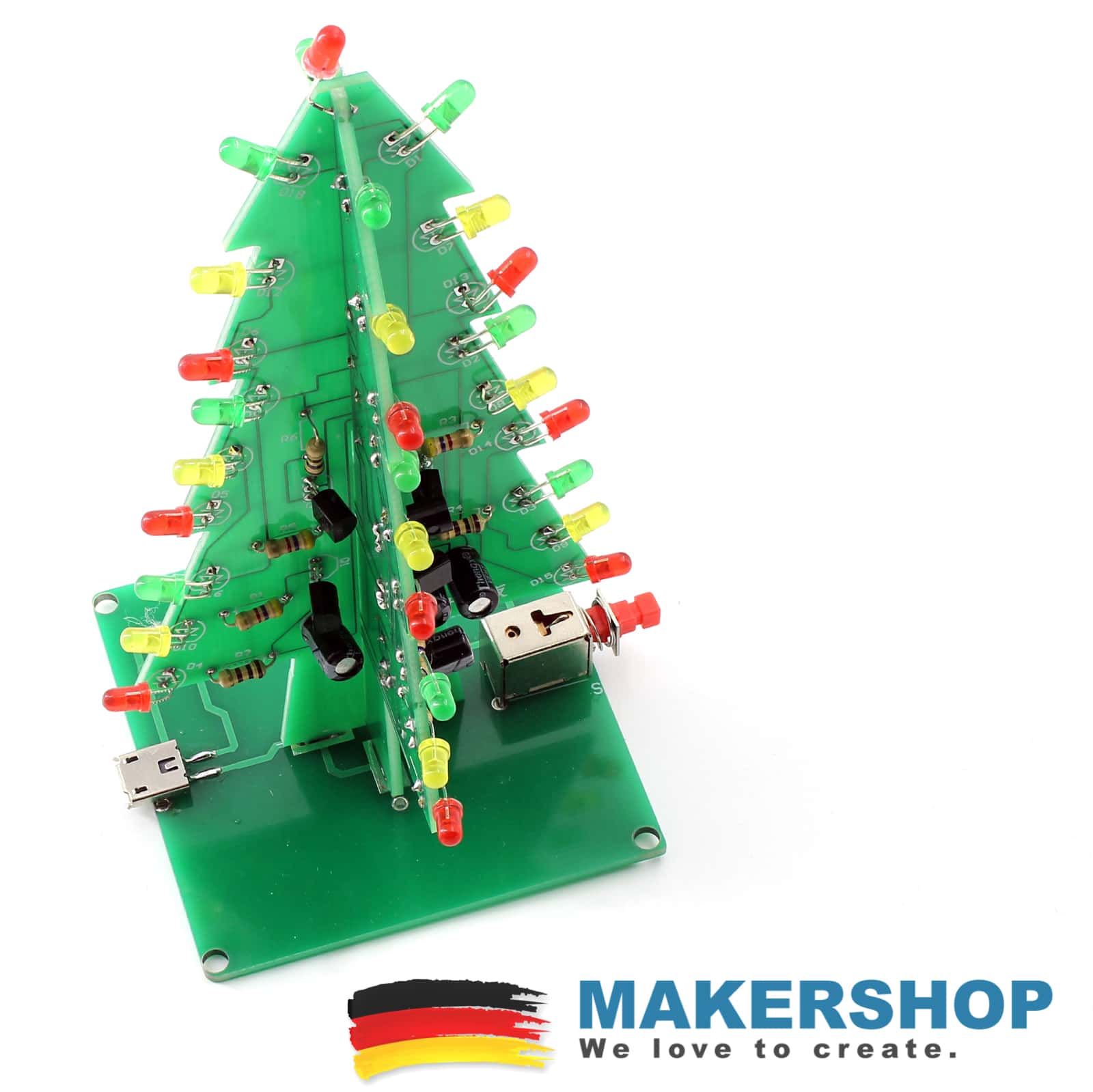 3D Led Weihnachtsbaum USB Bausatz blinkender XMAS Tree für Nerds, product image from Makershop