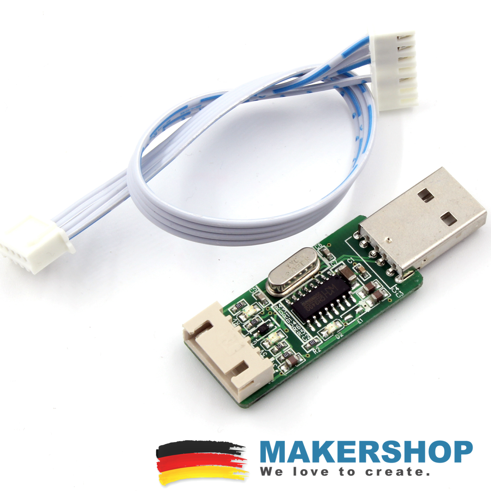 USB + Kabel 5Pin 2,54mm Adapter Modul CH340G für SDS011 Feinstaub Sensor Adapter, product image from Makershop