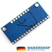 Rückseite des 74HC4067DB Moduls mit Kanalbeschriftung
