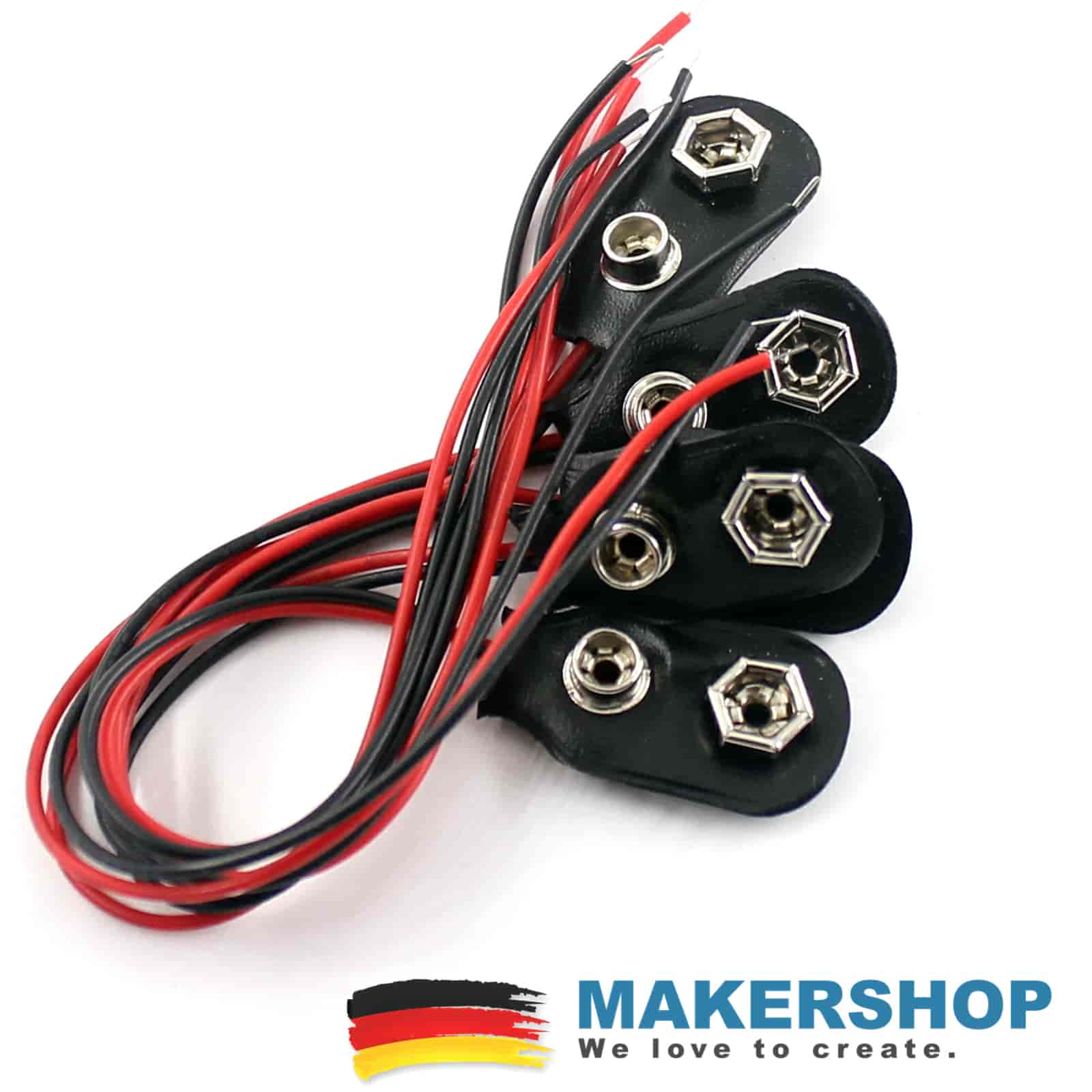 5x 9 Volt Batterie Clip – Block Anschluss Kabel für 9V Blöcke Stecker  Arduino Klemme –