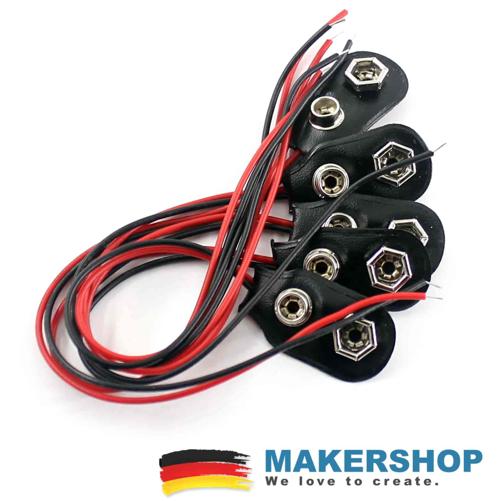 5x 9 Volt Batterie Clip – Block Anschluss Kabel für 9V Blöcke Stecker  Arduino Klemme –