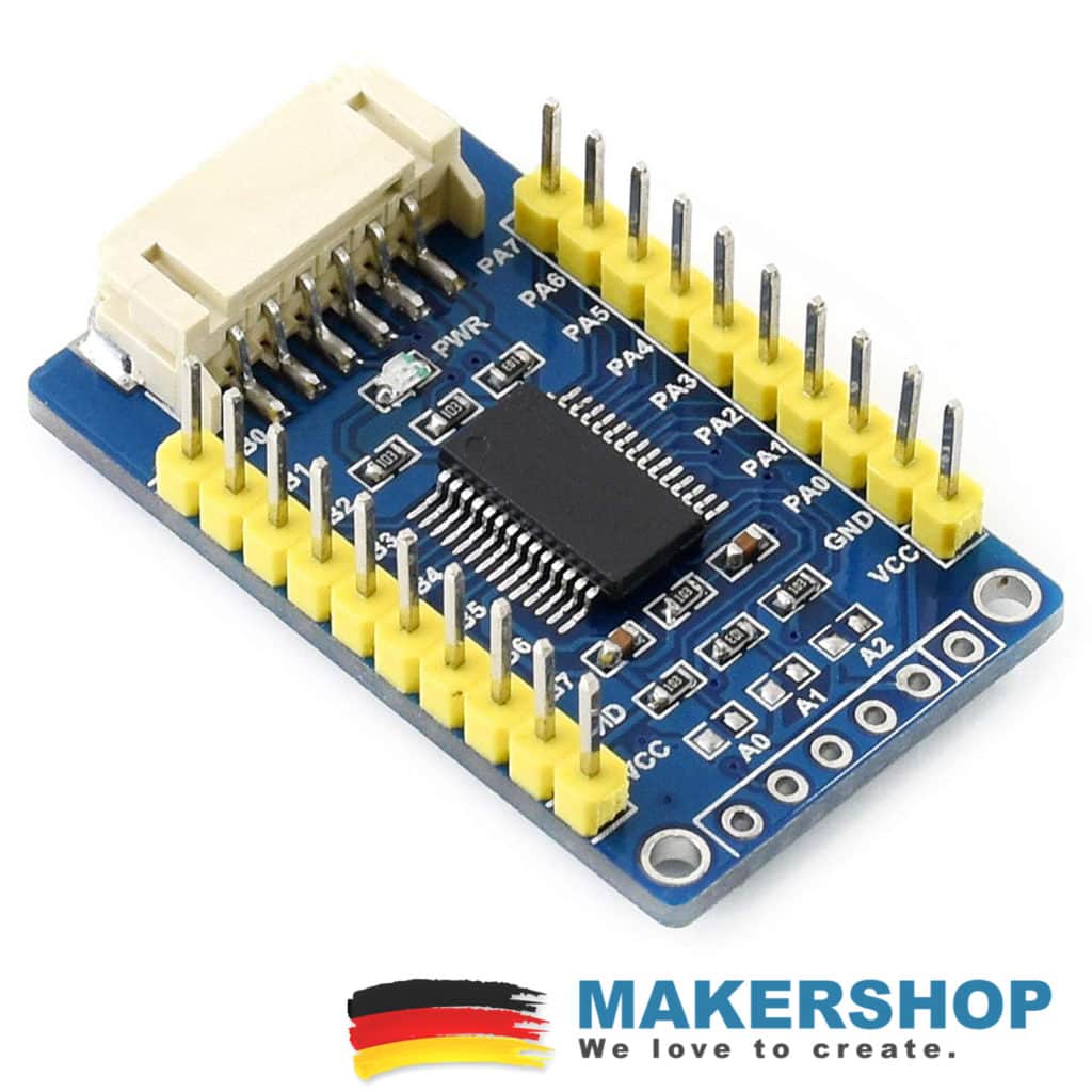 Waveshare MCP23017 IO Expander Board – I2C, 16 I/O Pins, 3,3V/5V, Stackbar Bis Zu 8 Stück