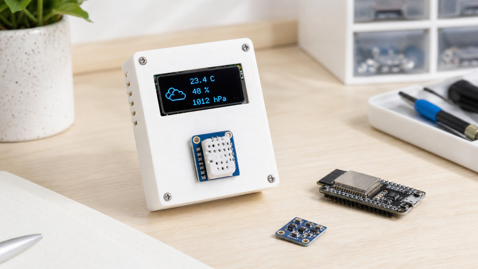 ESP32 Wetterstation mit OLED Display und BME280 als fertiges Projekt